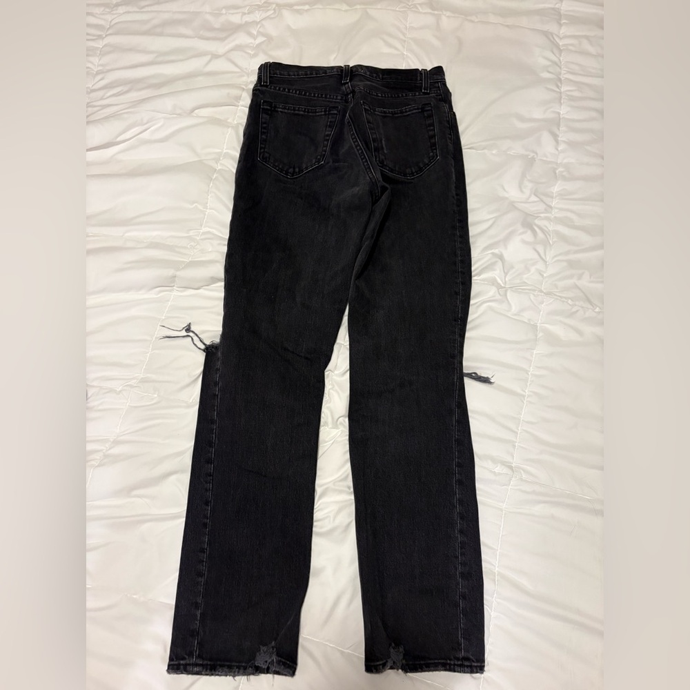 Abercrombie & Fitch 90s Straight Ultra High Rise Black Distressed Jeans Size 27 - Picture 3 of 4